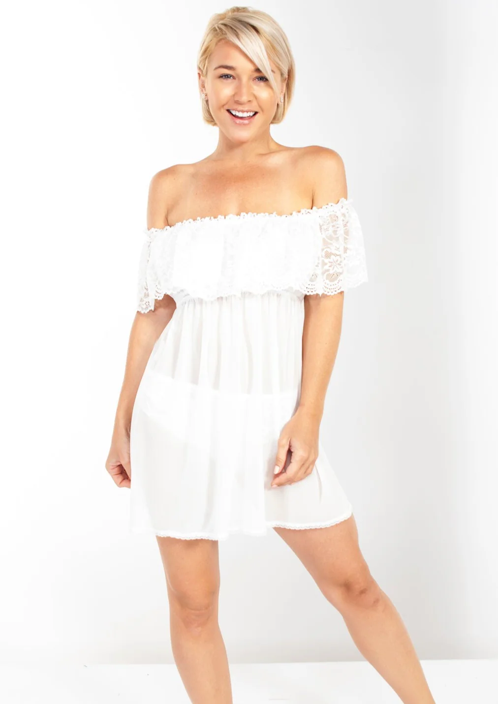 Up All Night Off The Shoulder Nightie and Panty Set - Image 6